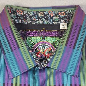 NWT Robert Graham Macfarland Men's 2XL Long Sleeve Shirt Contrasting Cuff